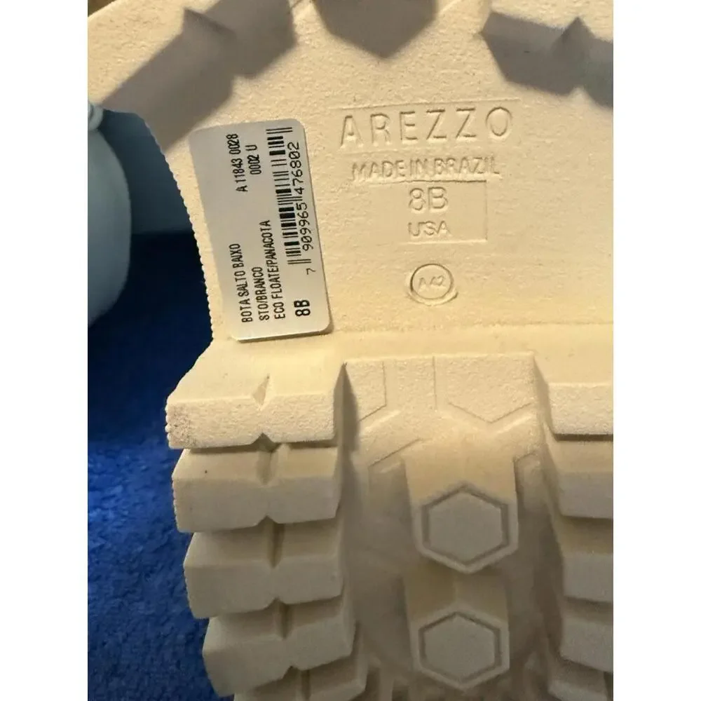 AREZZO MAYA Women's Pull On Lug Sole Combat Lace Up Beige Boots 8 Med $200 MSRP